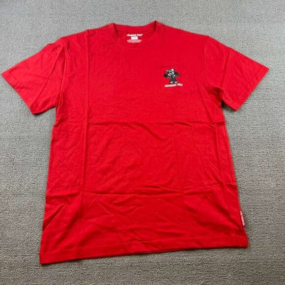 Members Only T Shirt Men M Red Embroidered Scary Bear Graphic Streetwear Cotton - Picture 1 of 8